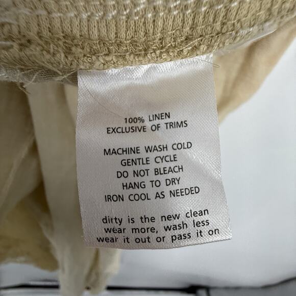 Toad & Co Lina Linen Pants Size Large Ivory Beige Pull on 32" Inseam - Picture 15 of 16